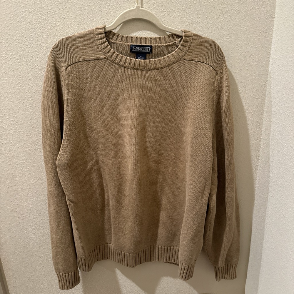 Lands' End Vintage Tan Crewneck Sweater